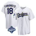 Los Angeles Dodgers #18 Yoshinobu Yamamoto Player Gold White FEDASGOGE World Series Meet 2026 Collection Stadium Game Stitched Jerseys