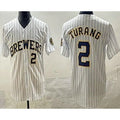 Milwaukee Brewers #2 Brice Turang White FEDASGOGE Limited Jersey
