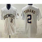 Milwaukee Brewers #2 Brice Turang White FEDASGOGE Limited Jersey