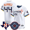 Houston Astros #44 Yordan Alvarez Player White FEDASGOGE City Connect Texas Patch Vapor Premier Limited Home Stitched Jerseys