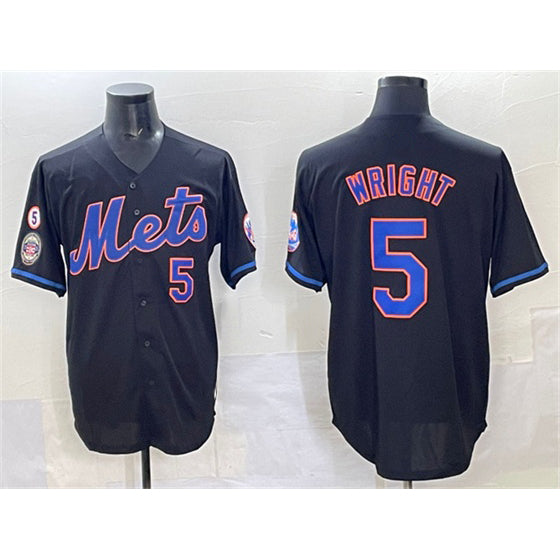 New York Mets #5 David Wright Black FEDASGOGE With Patch Limited Stitched Jersey