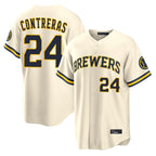 Milwaukee Brewers #24 William Contreras Player Cream FEDASGOGE Home Limited Stitched Jerseys