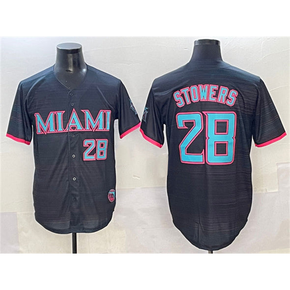 Miami Marlins #28 Kyle Stowers Black FEDASGOGE 2025 City Connect Limited Stitched Jersey