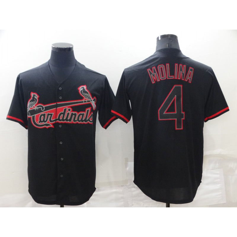 St. Louis Cardinals #4 Yadier Molina Lights Out Black FEDASGOGE Fashion Stitched Cool Base Jersey