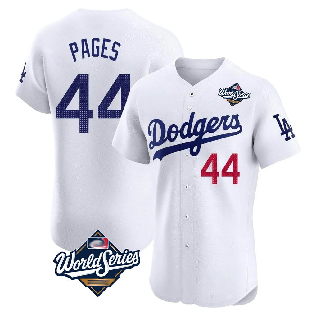 Los Angeles Dodgers #44 Andy Pages Player White FEDASGOGE World Series Limited Elite Home Stitched Jerseys