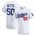 Los Angeles Dodgers #50 Mookie Betts White FEDASGOGE Home Elite Player Jersey