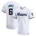 Miami Marlins #6 Otto Lopez Player White FEDASGOGE Home Limited Elite Stitched Jerseys