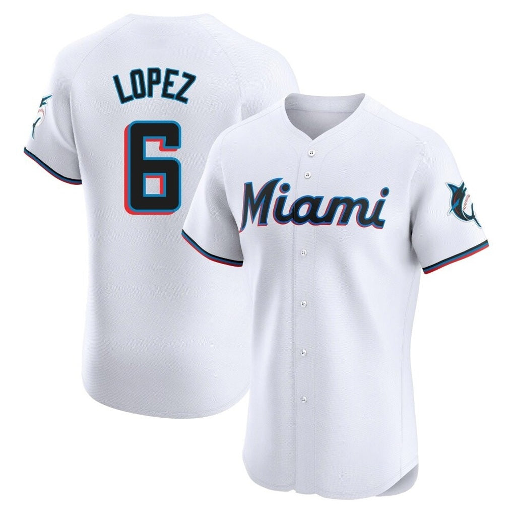 Miami Marlins #6 Otto Lopez Player White FEDASGOGE Home Limited Elite Stitched Jerseys