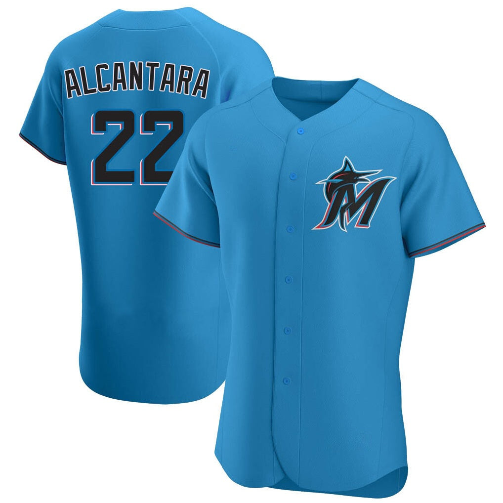Miami Marlins #22 Sandy Alcantara Player Blue FEDASGOGE Home Limited Elite Stitched Jerseys