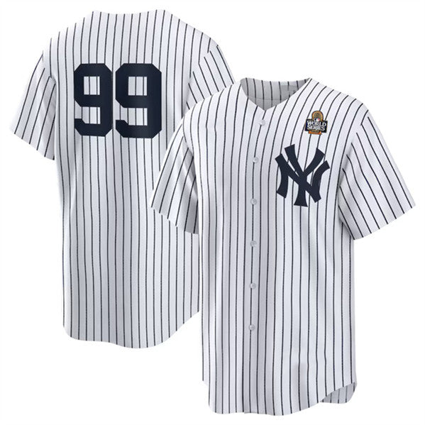 New York Yankees #99 Aaron Judge White FEDASGOGE 2024 World Series Cool Base Stitched Jersey