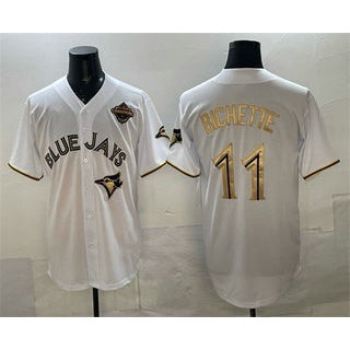 Toronto Blue Jays #11 Bo Bichette White Gold FEDASGOGE 2025 American League Champions Limited Stitched Jersey