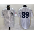 New York Yankees #99 Aaron Judge White FEDASGOGE With Patch 2024 Cool Base Stitched Jersey