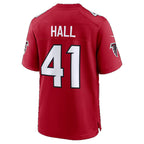 A.Falcons #41 Darren Hall Red Team Game Football jersey FEDASGOGE
