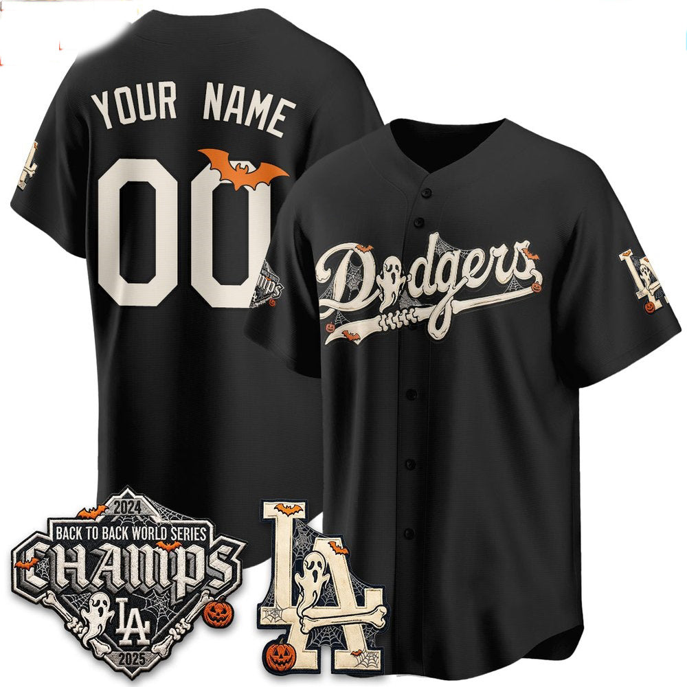 Custom Los Angeles Dodgers Black Halloween 2026 Baseball jersey FEDASGOGE