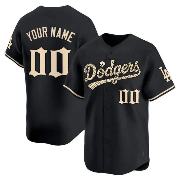 Custom Los Angeles Dodgers Black 'Halloween Mummy Edition' Premier Limited - Stitched Baseball jersey FEDASGOGE