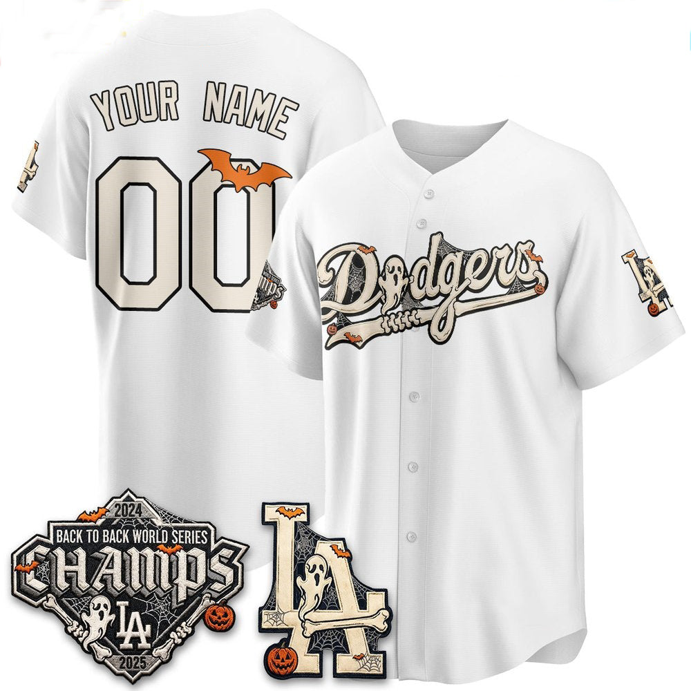 Custom Los Angeles Dodgers White Halloween 2026 Baseball jersey FEDASGOGE