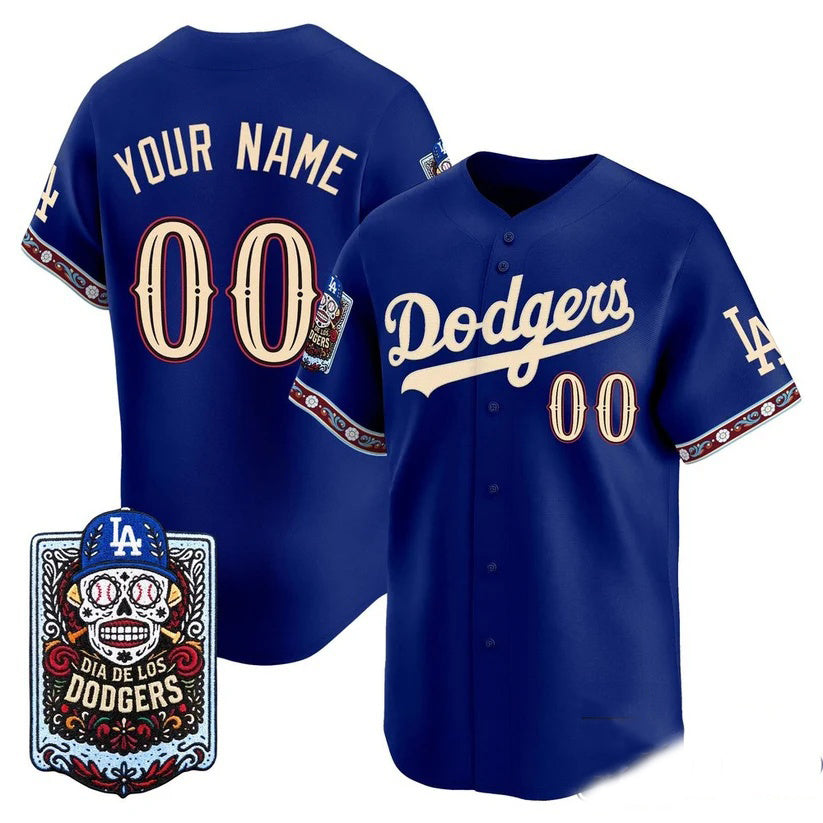 Custom Los Angeles Dodgers x Dia De Los Muertos Royal 2026 Baseball jersey FEDASGOGE