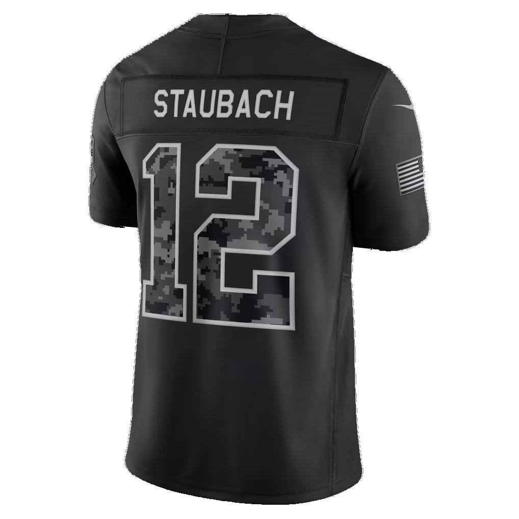 D.Cowboys #12 Roger Staubach Black 2026 Salute to Service Retired Player Stitched Limited Football jersey FEDASGOGE