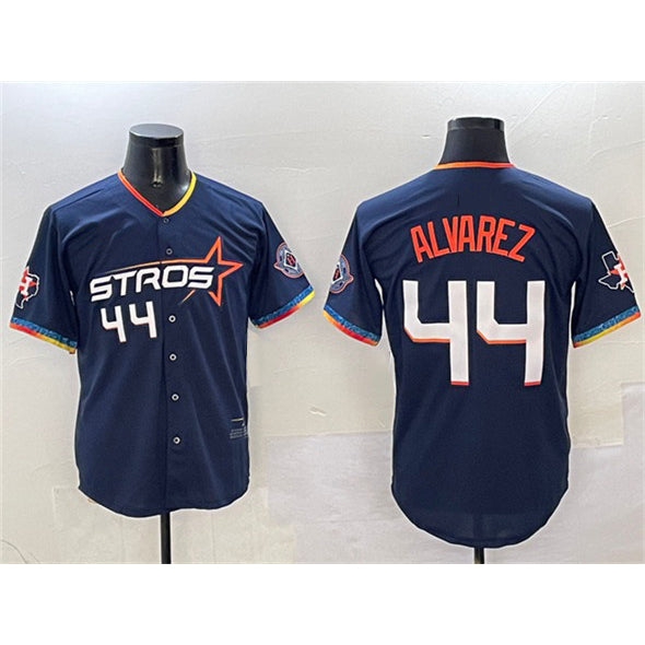 Houston Astros #44 Yordan Alvarez Navy FEDASGOGE 2025 City Connect With Texas Patch Limited Stitched Jersey