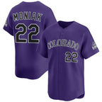 Colorado Rockies #22 Mickey Moniak Purple FEDASGOGE Limited Stitched Jersey