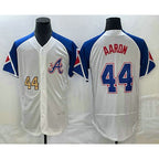Atlanta Braves #44 Hank Aaron Number White FEDASGOGE 2023 City Connect Flex Base Stitched Jersey 2