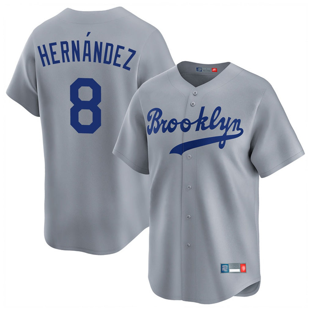 Los Angeles Dodgers #8 Enrique Hern¨¢ndez Player Gray FEDASGOGE Game Limited Home Stitched Jerseys