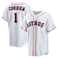 Houston Astros #1 Carlos Correa White FEDASGOGE Home Replica Jersey