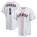 Houston Astros #1 Carlos Correa White FEDASGOGE Home Replica Jersey
