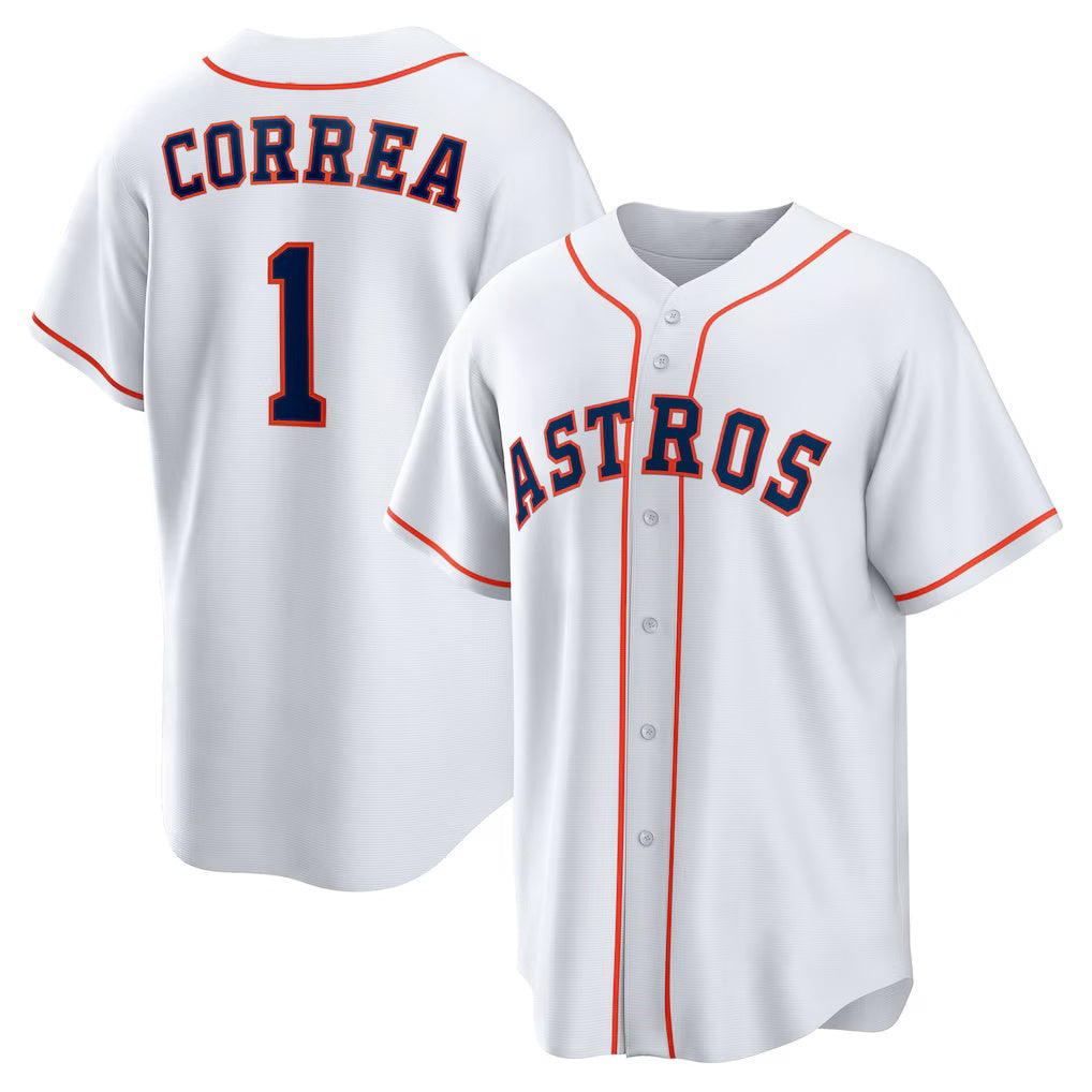 Houston Astros #1 Carlos Correa White FEDASGOGE Home Replica Jersey