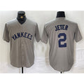 New York Yankees #2 Derek Jeter Gray FEDASGOGE Cool Base Stitched Jersey