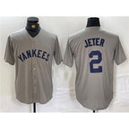 New York Yankees #2 Derek Jeter Gray FEDASGOGE Cool Base Stitched Jersey