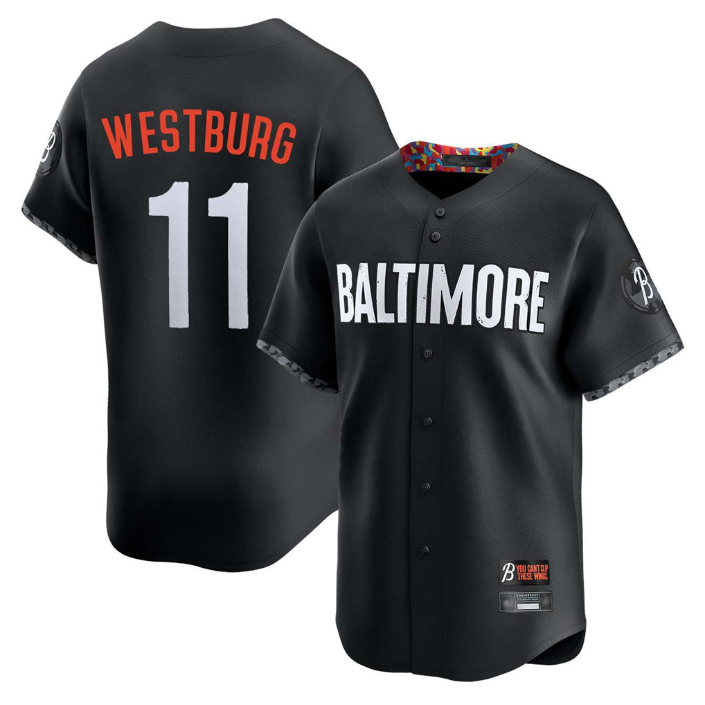 Baltimore Orioles #11 Jordan Westburg Player Black FEDASGOGE City Connect Limited Home Game Stitched Jerseys