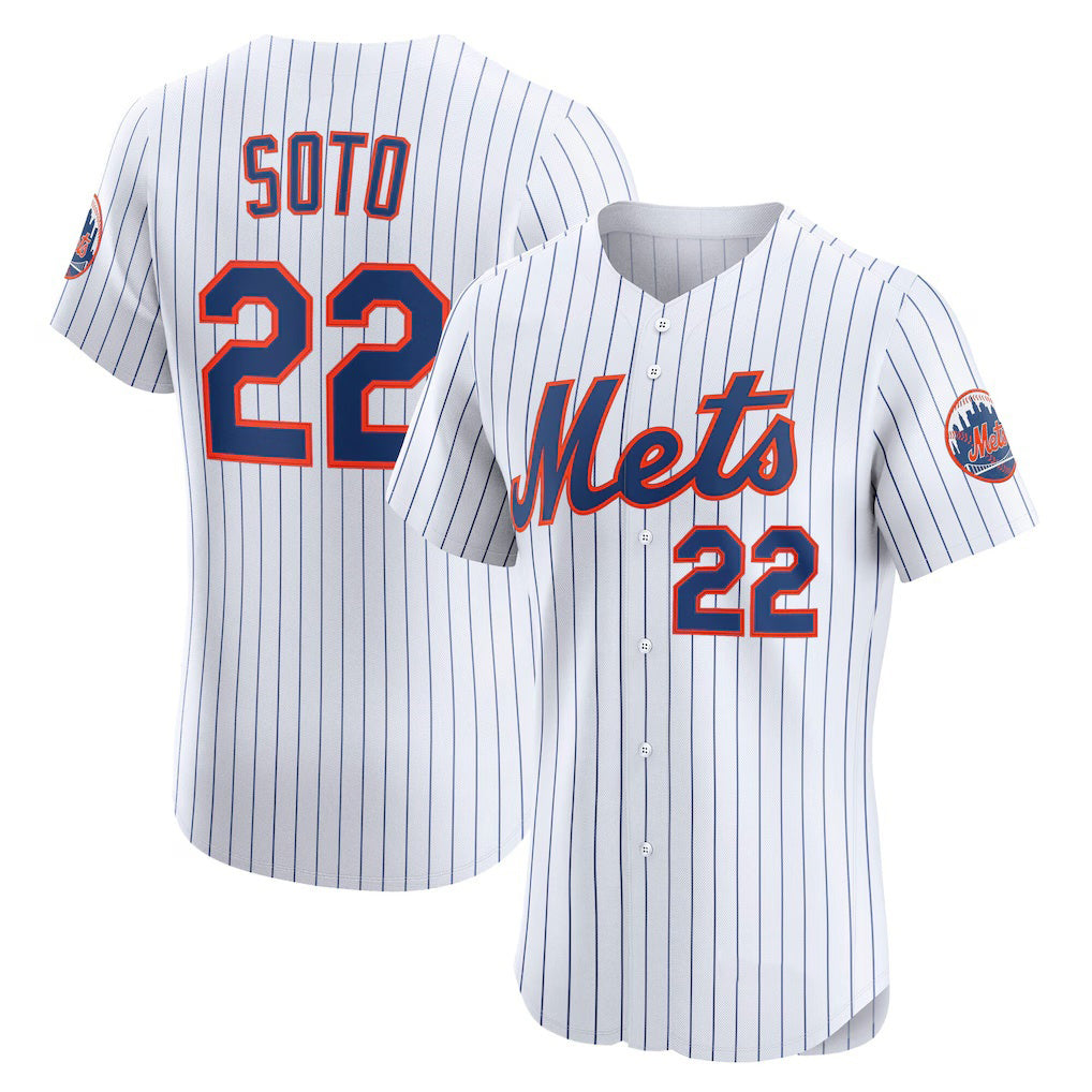 New York Mets #22 Juan Soto White FEDASGOGE Home Elite Jersey