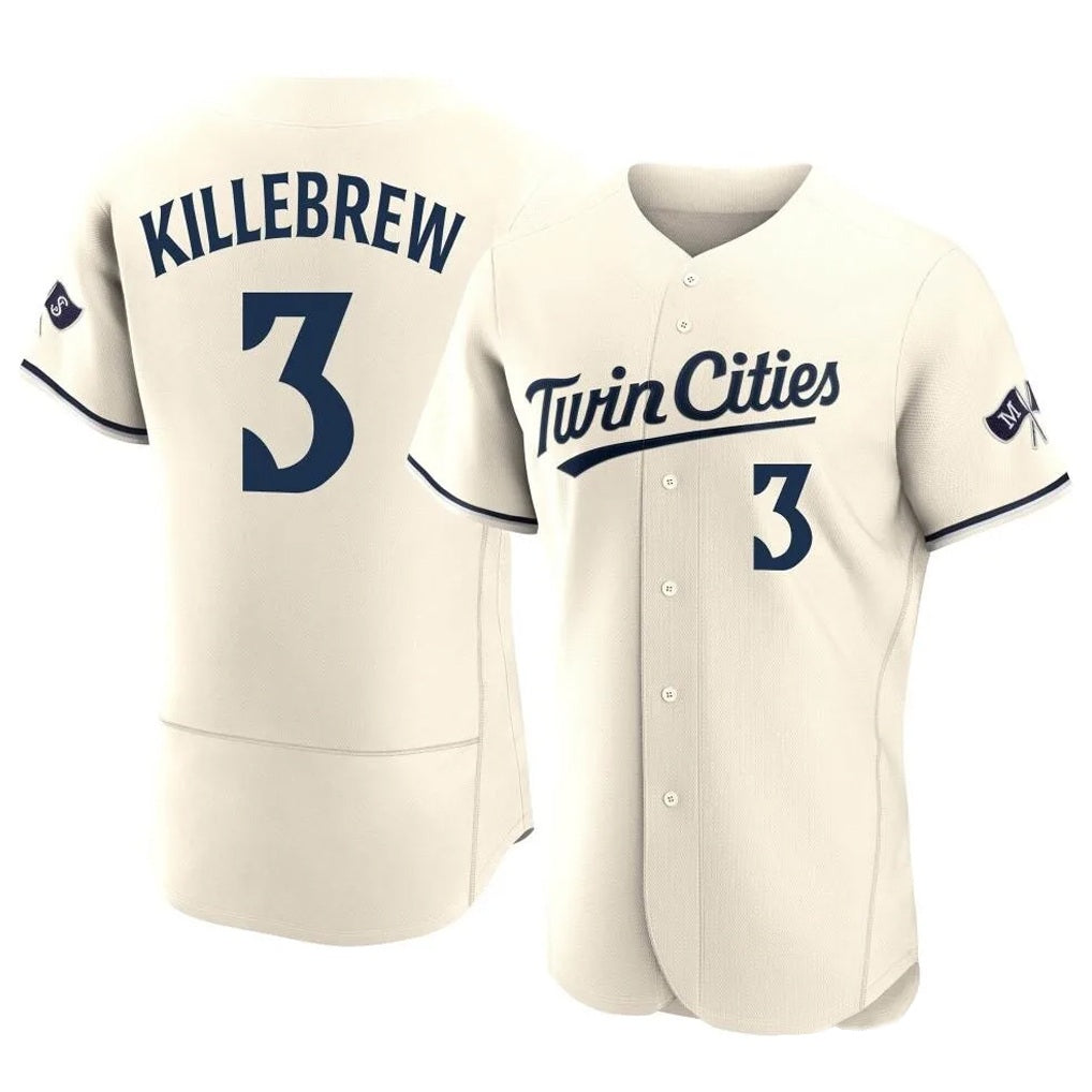 Minnesota Twins #3 Harmon Killebrew Player Cream FEDASGOGEHome Limited Elite Stitched Jerseys