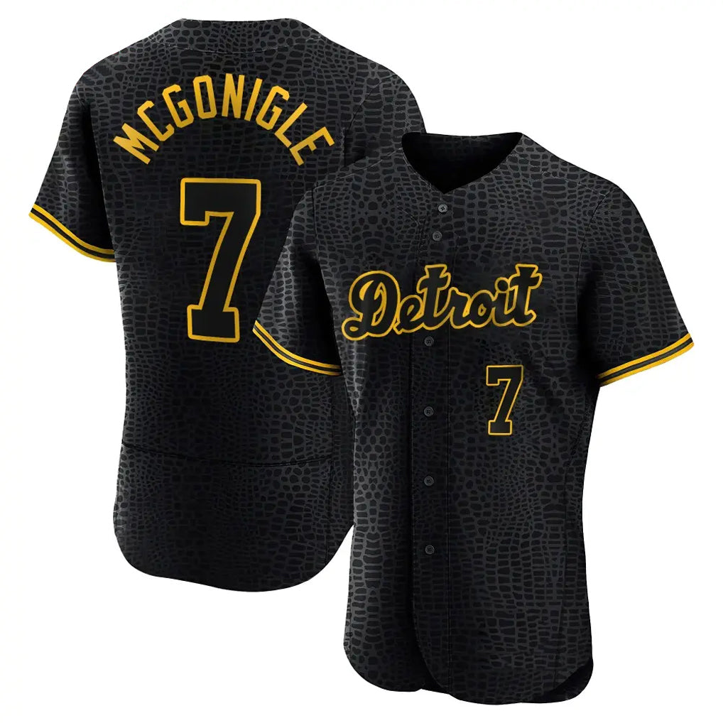 Detroit Tigers #7 Kevin McGonigle Player Black FEDASGOGE Snake Skin City Limited Elite Home Stitched Jerseys