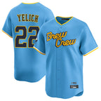 Milwaukee Brewers #22 Christian Yelich Player Light Blue FEDASGOGE City Connect Home Limited Stitched Jerseys