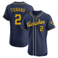 Milwaukee Brewers #2 Brice Turang Player Navy FEDASGOGE Home Limited Elite Stitched Jerseys