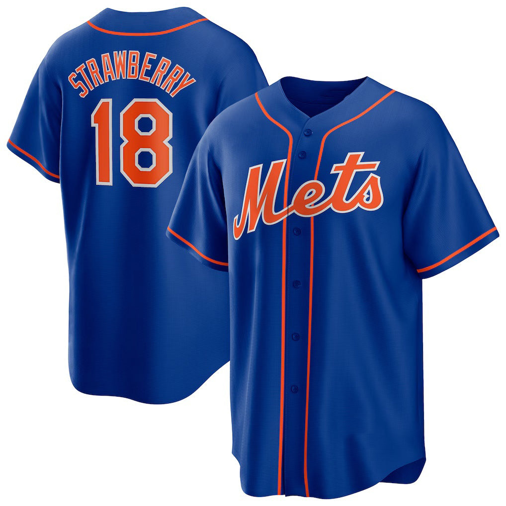 New York Mets #18 Darryl Strawberry Royal FEDASGOGE Alternate Replica Player Jersey