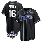 Los Angeles Dodgers #16 Will Smith Player Black FEDASGOGE World Series Carbon Limited Home Stitched Jerseys