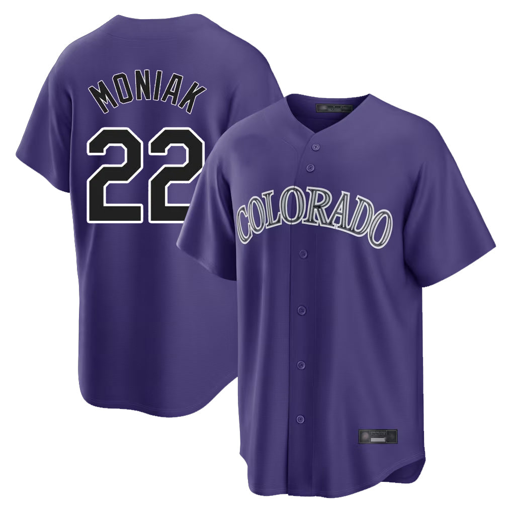 Colorado Rockies #22 Mickey Moniak Player Purple FEDASGOGE Game Home Stitched Jerseys