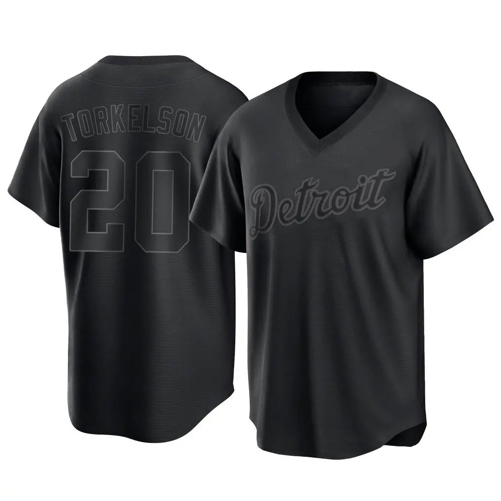 Detroit Tigers #20 Spencer Torkelson Player Black FEDASGOGE T-shirt Home Game Stitched Jerseys