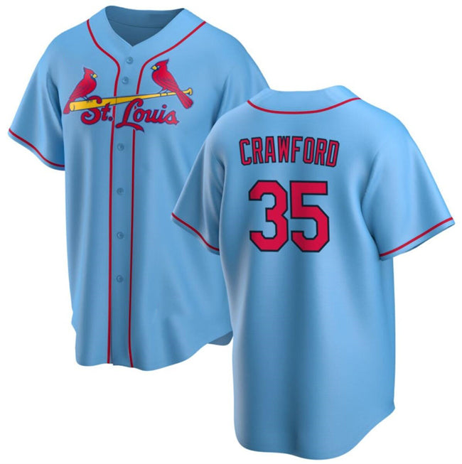 St. Louis Cardinals #35 Brandon Crawford Blue FEDASGOGE Cool Base Stitched Jersey
