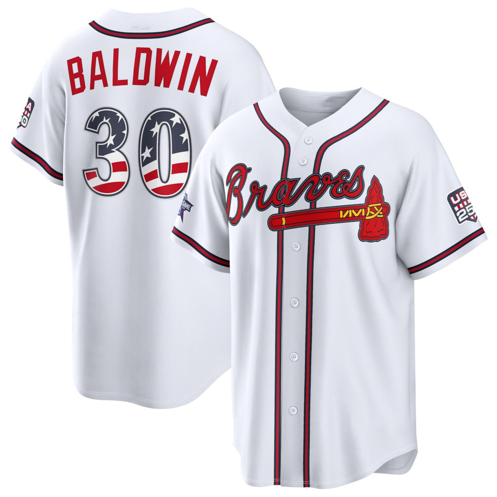 Atlanta Braves #30 Drake Baldwin 2026 All-Star Edition Stars & Stripes White FEDASGOGE Stadium Jersey