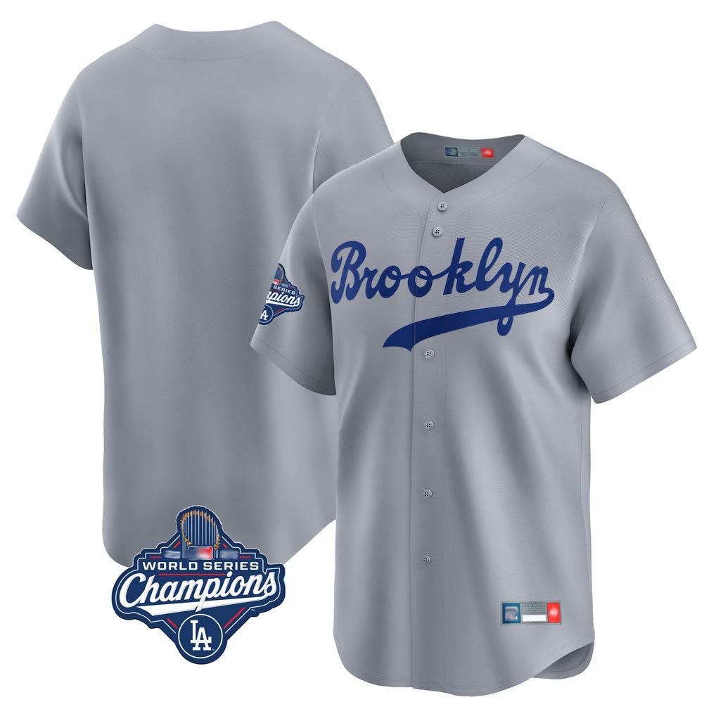 Los Angeles Dodgers Blank Player Gray FEDASGOGE Game Limited Home World Series Meet Stitched Jerseys