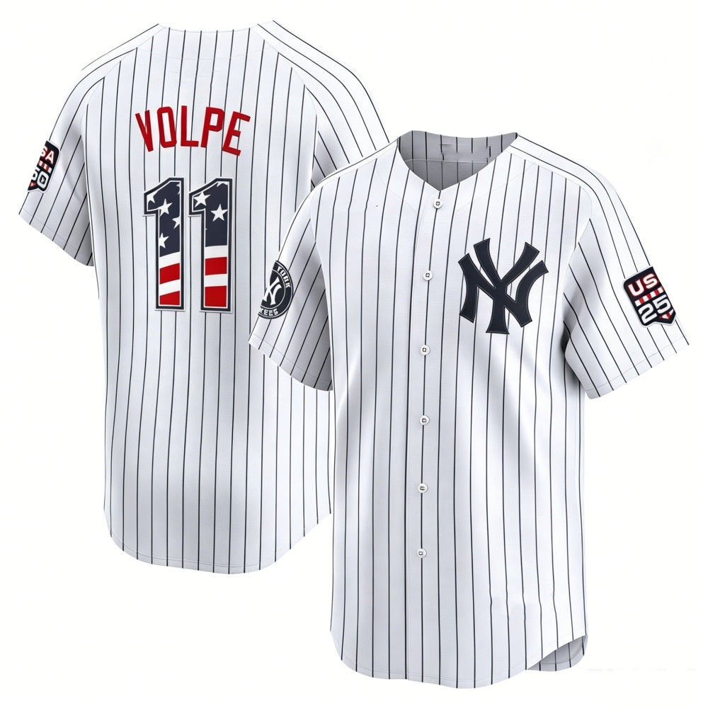 New York Yankees #11 Anthony Volpe White FEDASGOGE USA 250 Fourth of July Limited Stitched Jersey