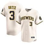 Milwaukee Brewers #3 Joey Ortiz Player Cream FEDASGOGE Home Limited Game Stitched Jerseys