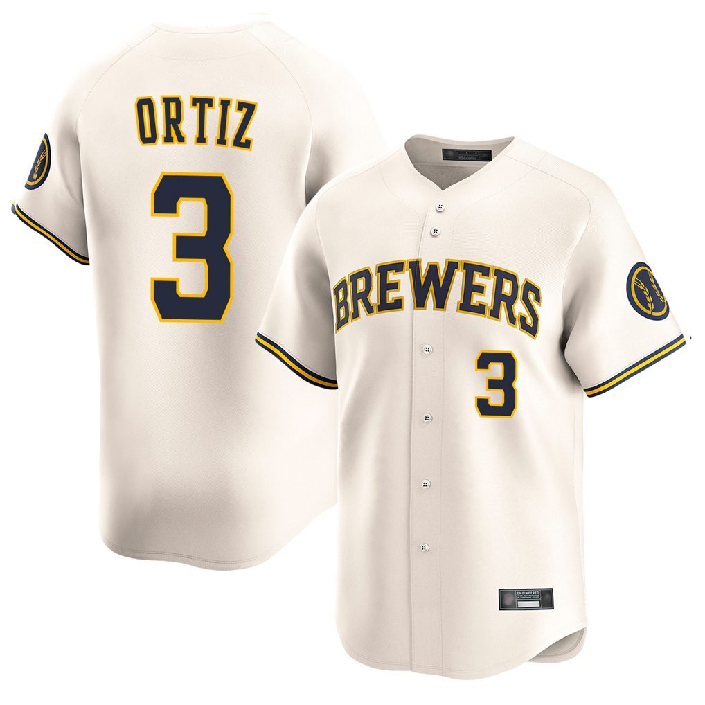 Milwaukee Brewers #3 Joey Ortiz Player Cream FEDASGOGE Home Limited Game Stitched Jerseys