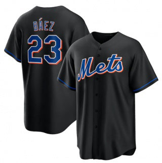 New York Mets #23 Javier B¨¢ez Black FEDASGOGE 2022 Cool Base Stitched Jersey