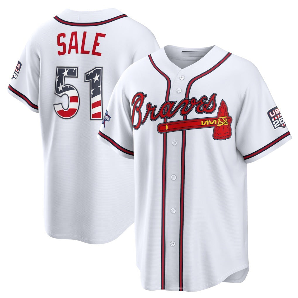 Atlanta Braves #51 Chris Sale 2026 All-Star Edition Stars & Stripes White FEDASGOGE Stadium Jersey
