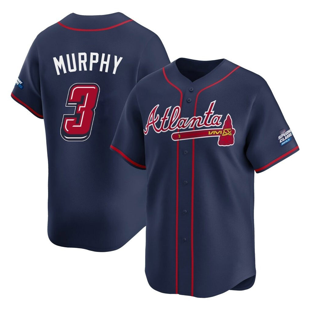 Atlanta Braves #3 Dale Murphy Player Navy FEDASGOGE 2025 Speedway Classic Home Game Stitched Jerseys